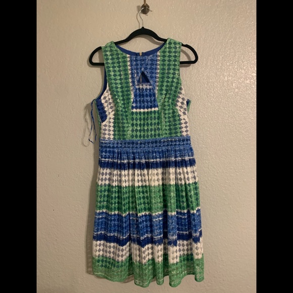 Metaphor Blue Green Diamond Sleeveless Dress - Picture 2 of 4